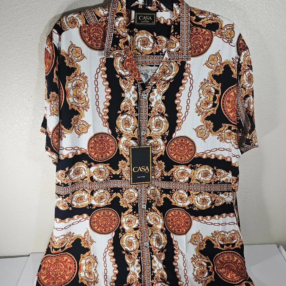 black versace dress with gold safety pins Men's Greenwich Tailored Shirt White main image 1
